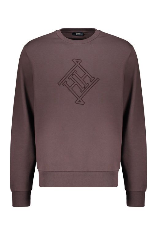 Cotton Crew-Neck Sweatshirt - Purple - Herno Sweats