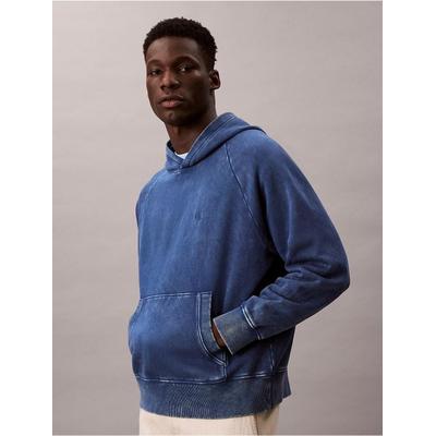 Washed Fleece Relaxed Hoodie - Blue - Calvin Klein Sweats