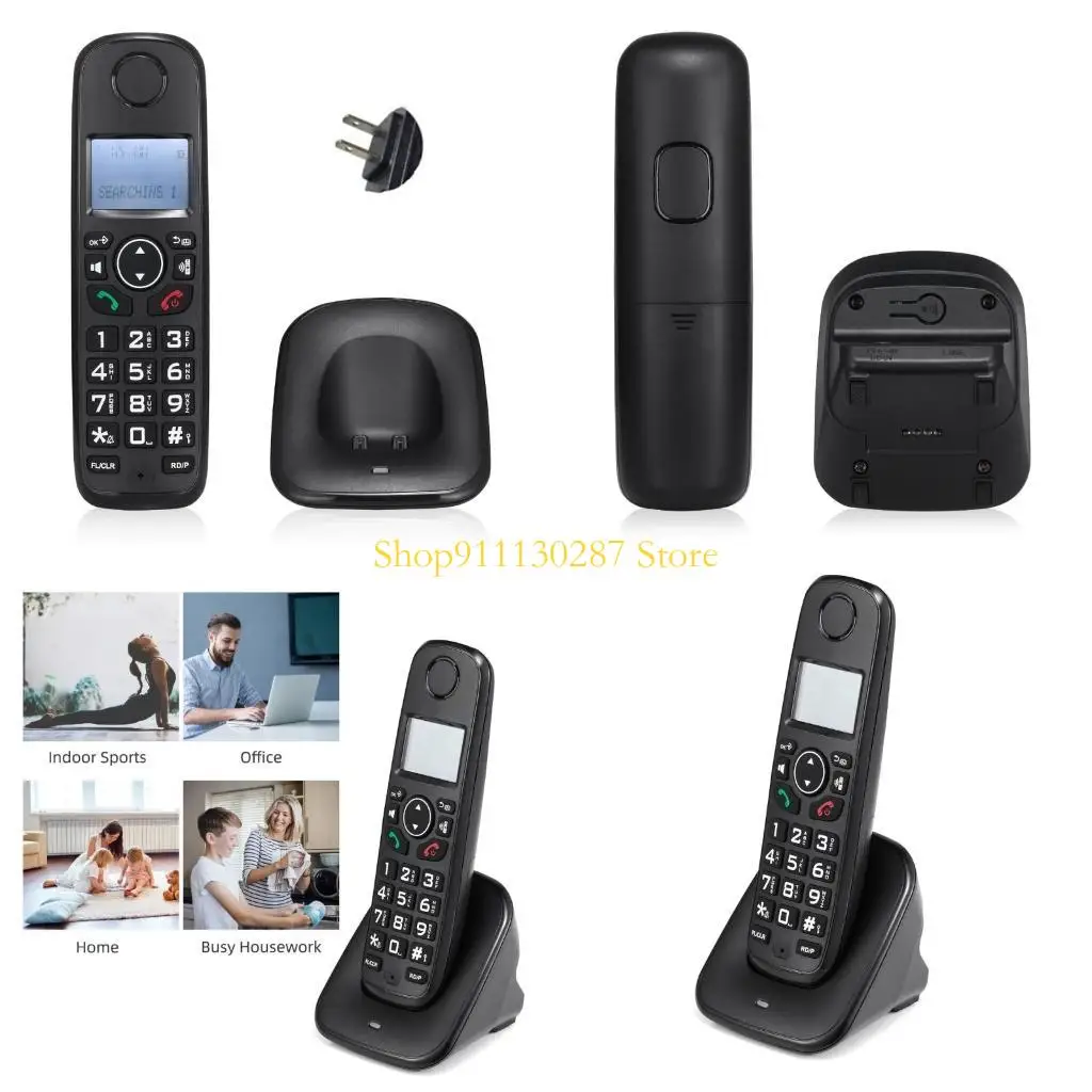 J1HC D1001 Téléphone sans fil fixe fixe Élégant avec affichage l