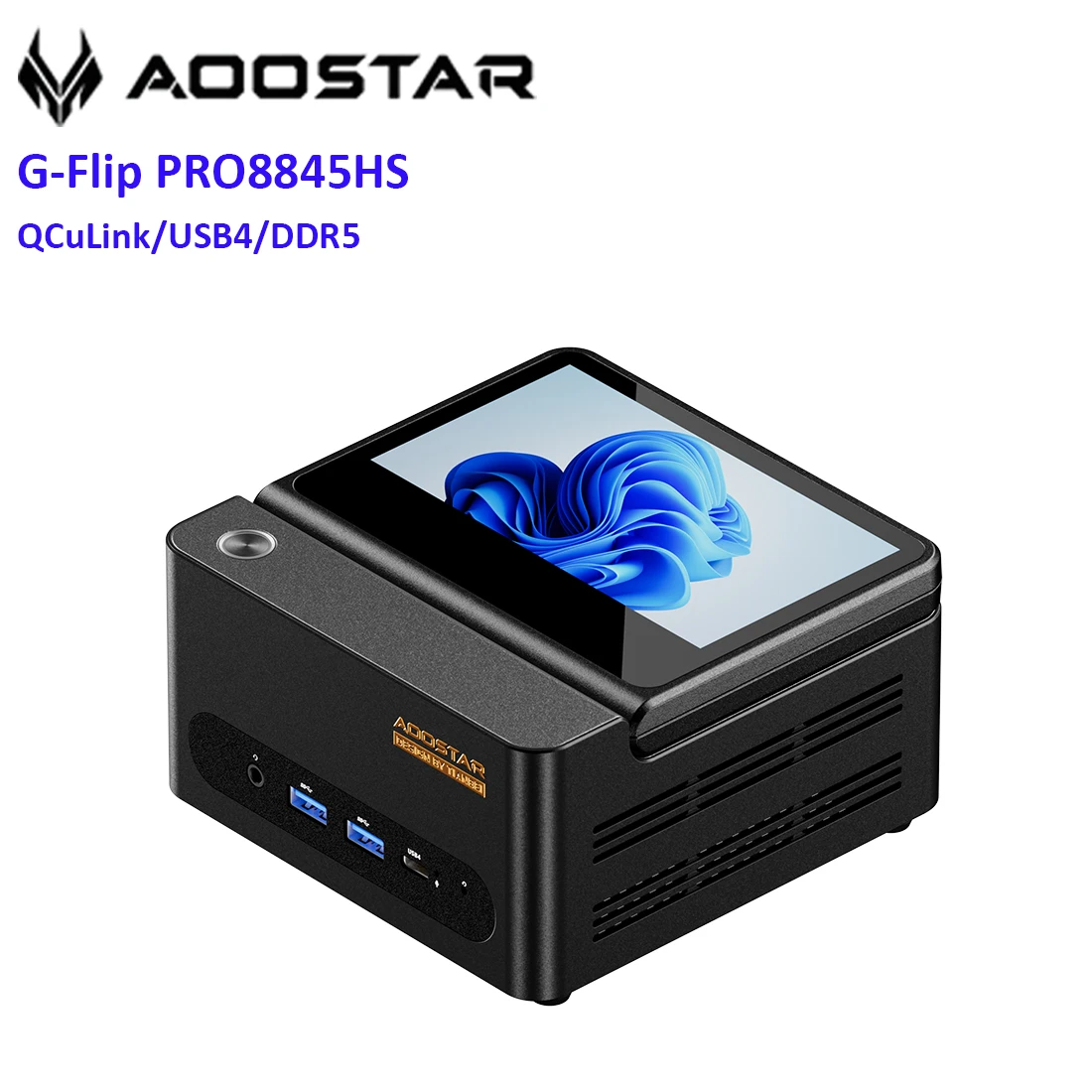 Aoostar G-FLIP Mini PC AMD Ryzen 7 Pro 8845HS bureau 5 "écran rabattable USB4 OCuLink ordinateur de bureau Mini Pc pour travail Gam
