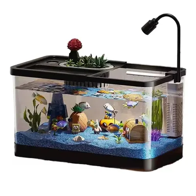 20L Aquarium Tank with Light and Water Pump Aquarium Starter Kits Tabletop Betta Fish Tank for Fish, Shrimp Goldfishes