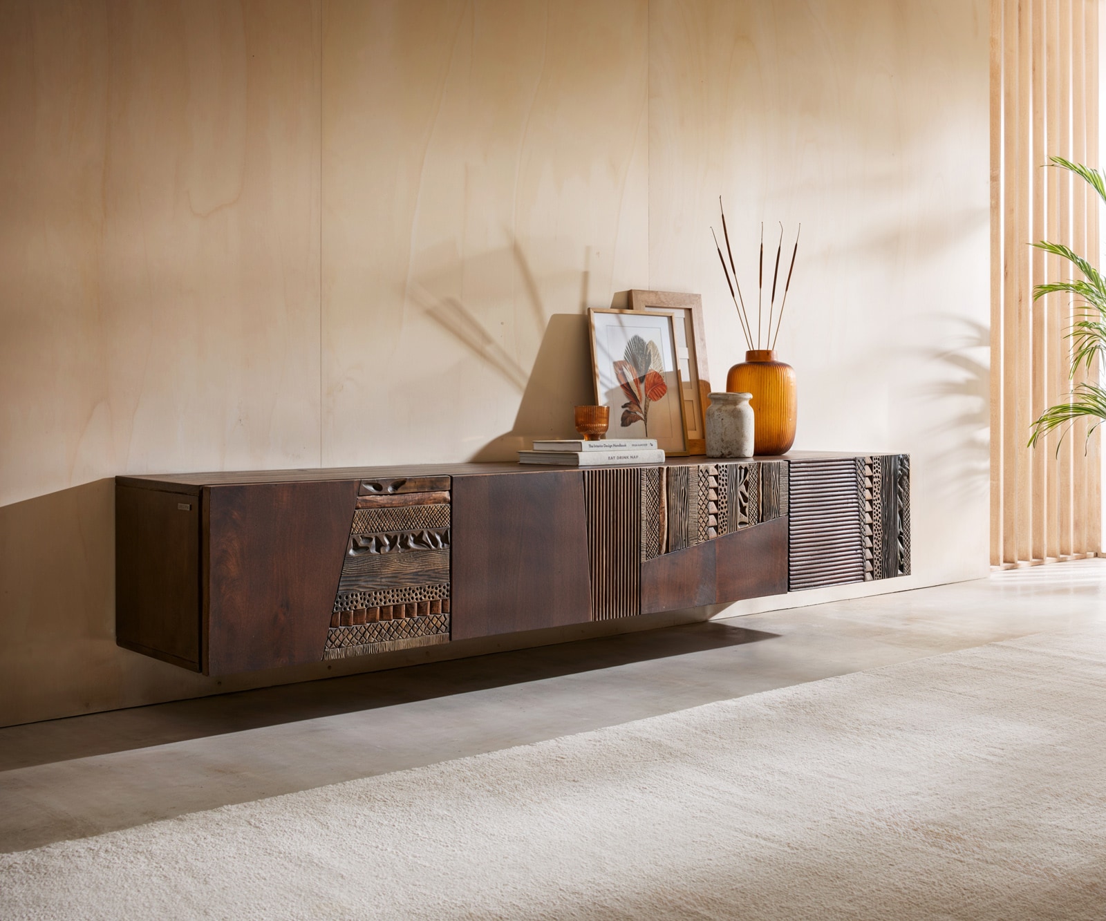 DELIFE Lowboard Imara 200 cm Mango Braun 4 Türen schwebend, Lowboards Image