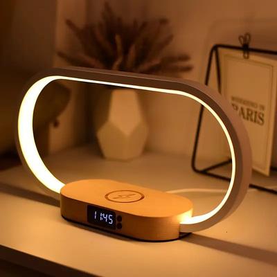 Multi-Function Mobile Phone Watch Fast Wireless Charger with Time Display and Acrylic Night Light