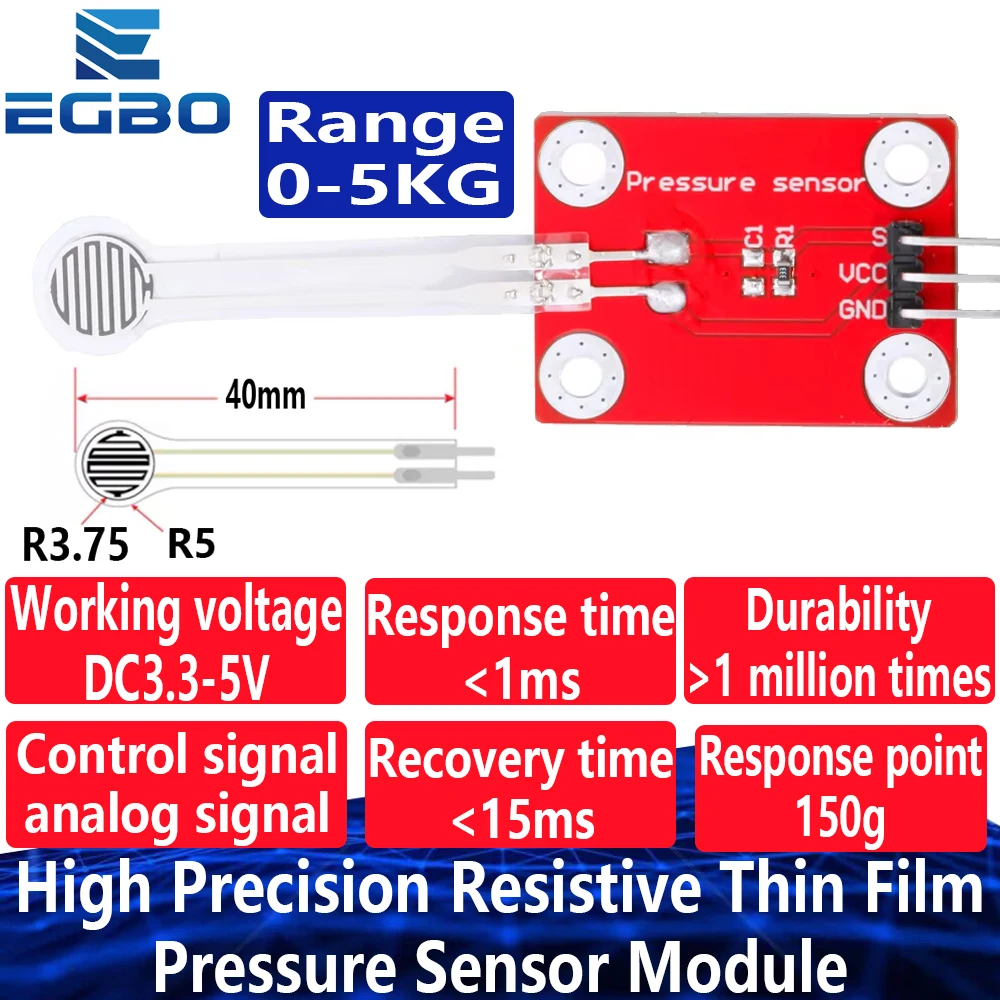 Hochpräzises Resistives Dünnschicht-Drucksensormodul DIY Testplatine für Arduino / Raspberry Pie Microbit Image