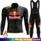 Bavaglino da ciclismo in pile termico invernale Abbigliamento da uomo Red Bull Maglia a maniche lunghe Completo da uomo Maglione Triathlon Set di abbigliamento sportivo Completo da uomo