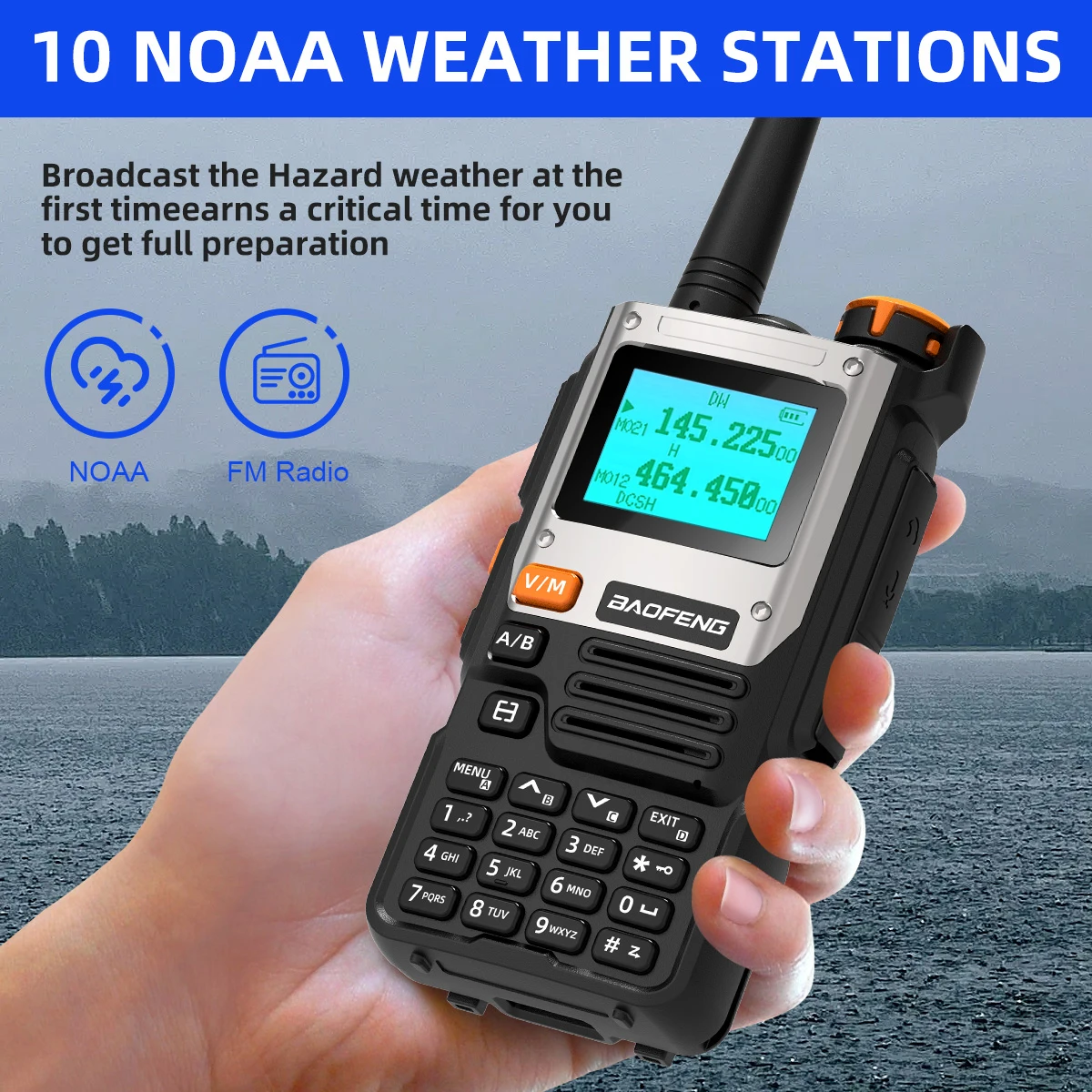 Baofeng UV-K61 Multiband-Walkie-Talkie mit kabelloser Freq-Kopie, 999 CH, Typ-C-Ladegerät | UHF/VHF, NOAA | Kompatibel mit UV-5R/U Image
