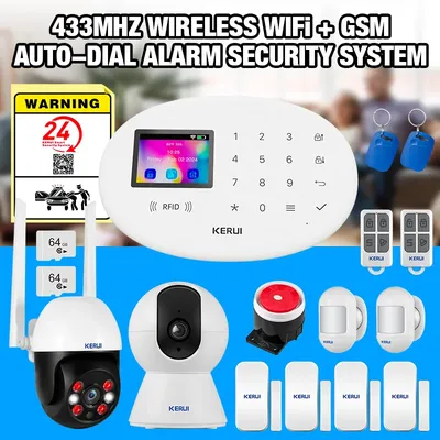 KERUI WiFi GSM Wireless Home Alarm Kit Tuya Smart Alarm System W202 für Home Security Mit Motion Sensor Rauchmelder Sirene