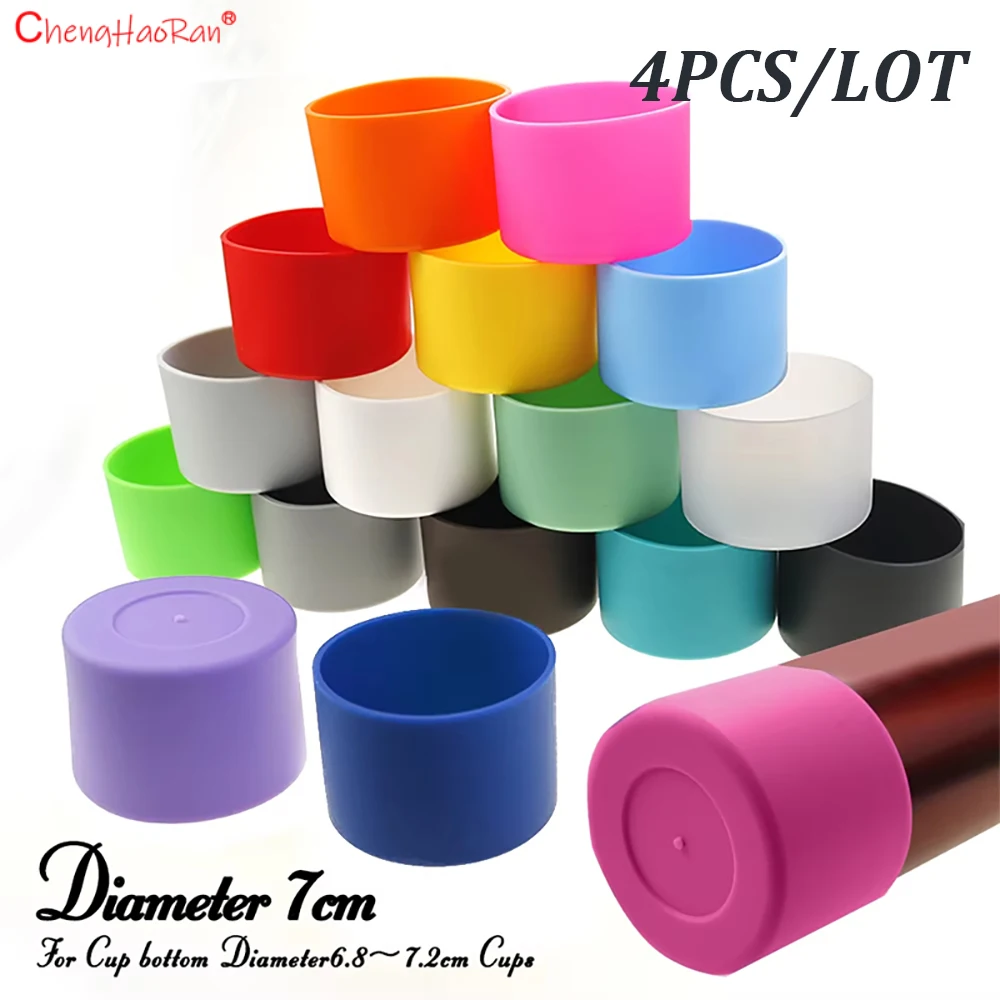 4 TEILE/LOS 7cm Weiche Silikon Tasse Unten Mantel Schutz Hülse Für Glas Wasser Tee Flasche Anti Schaden Zubehör Image