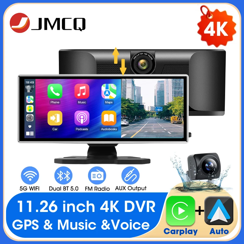 11,26" Dashcam 4K Auto DVR, Wireless Carplay & Android Auto GPS Navigation Multimedia Auto Player, 1080P Rückfahrkamera Autozubehör Image