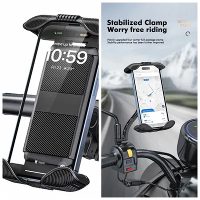 Fahrrad Motorrad Telefon Halterung Einstellbare Stoßfest Anti Slip Fahrrad Halter Für 4,7-6,8 Zoll Smartphones GPS Navigation Halterung