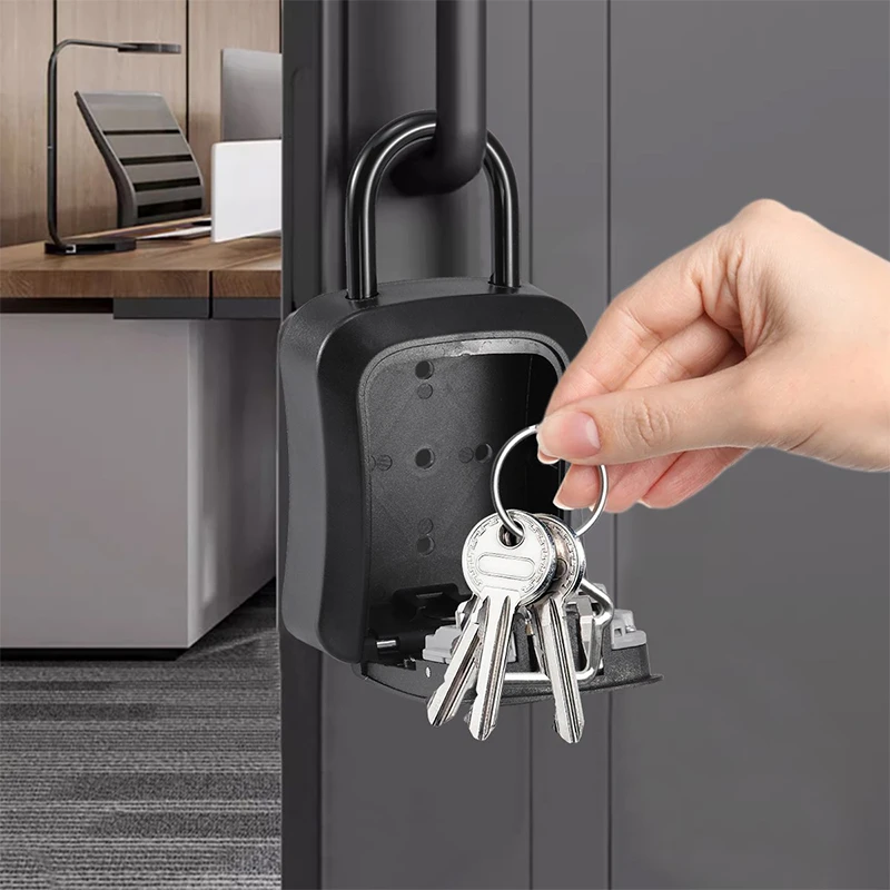 Neue Key Lock Box Außerhalb 4-stellige Kombination Passwort Metall Schlüssel Hause Fall Kostenlose Installation Outdoor Passwort Schlüssel Box wasserdicht