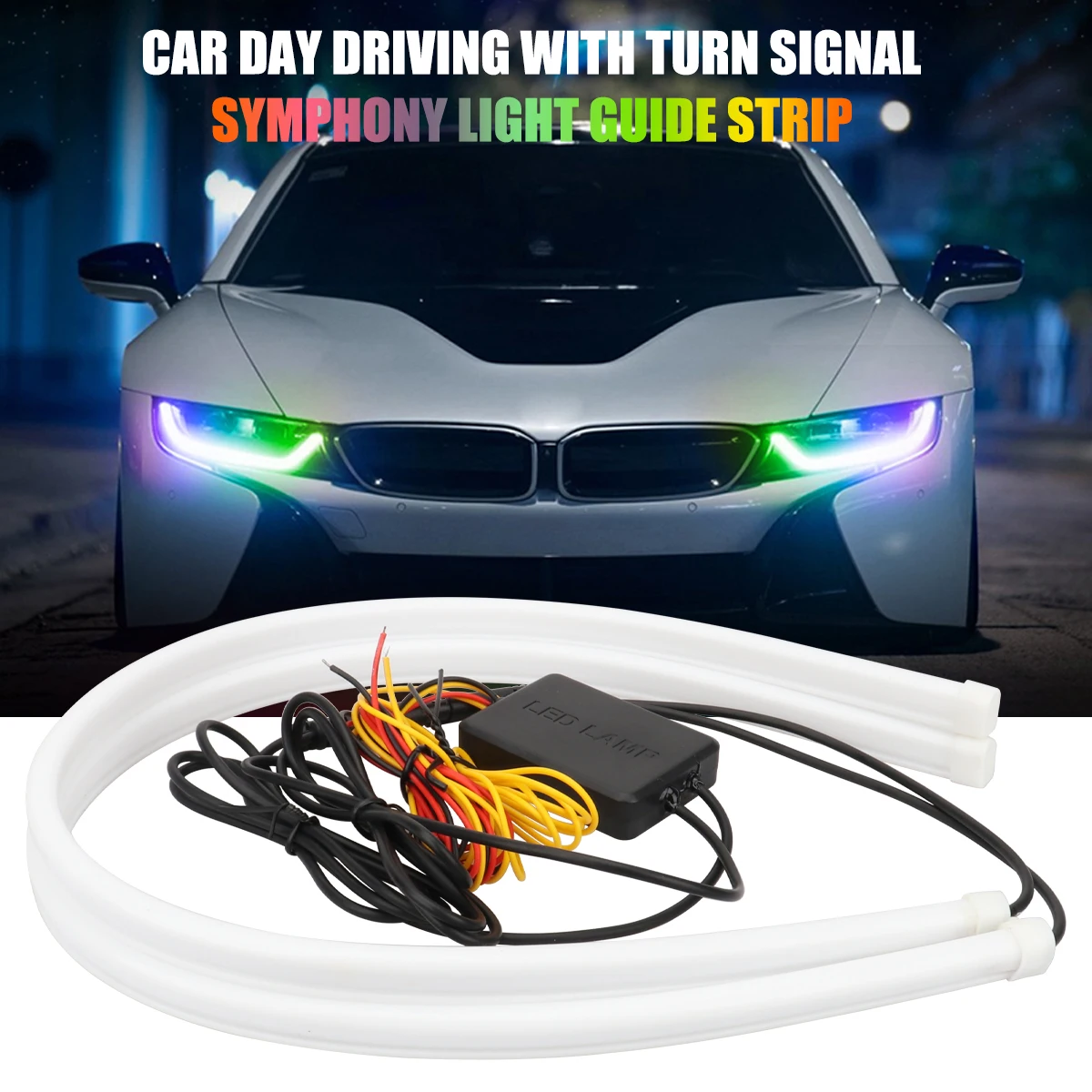 2 pezzi 30/60/75CM rgb drl striscia led luci di marcia per auto che scorre indicatori di direzione luci di marcia diurna fendinebbia striscia di luce decorativa