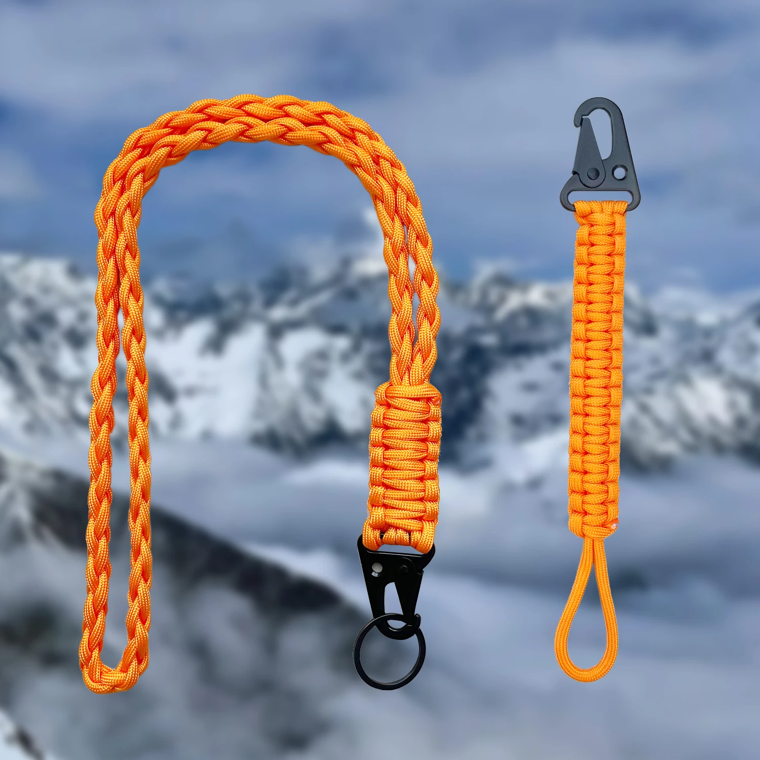 2 Stück/Set geflochtenes Schlüsselband, Schlüsselanhänger, Seil, Halskette, Schlüsselanhänger, geflochtenes Schlüsselband, Utility-Ringhaken, Outdoor-Camping-Set für den Außenbereich Image