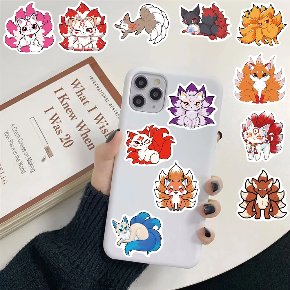 50/100PCS Neun Tailed Fox Aufkleber Home Dekoration Laptop Telefon Gepäck Miniatur Wasserdicht Abschluss Puzzle Aufkleber Aufkleber Image