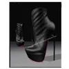 Schwarz Matte Lace Up Plattform Stiefel Thin High Heel Spitz Mode Sexy 2024 Winter Große Größe Frau Schuhe Zapatillas mujer