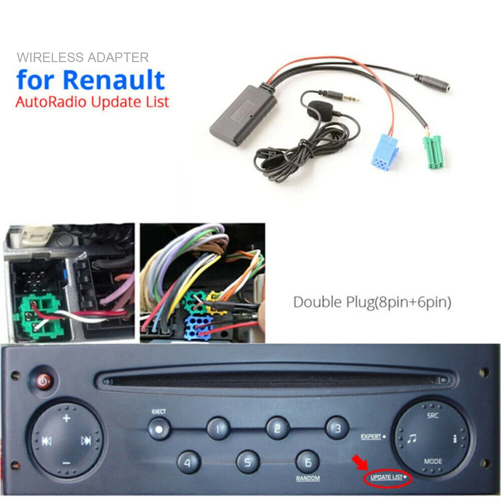 Für Renault Update List Radio Audio Kabel Adapter Auto Bluetooth Adapter Kabel mit MIC Radio Stereo AUX Kabel Adapter Image