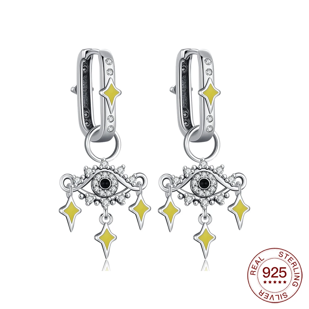 S925 Sterling Silber Glänzende Stern Auge Ohrringe Heiße Neue Original Schmuck Mode Klassische Ohrring Elegante Täglichen Gfit Für Frauen
