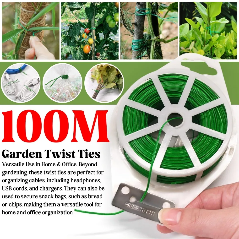 20/50/100M Garten Umreifung Bundle Draht Wiederverwendbare Pflanzen Gartenarbeit Blume Unterstützung Strap Krawatte Anlage Klettern Cane feste Twist Krawatten Image