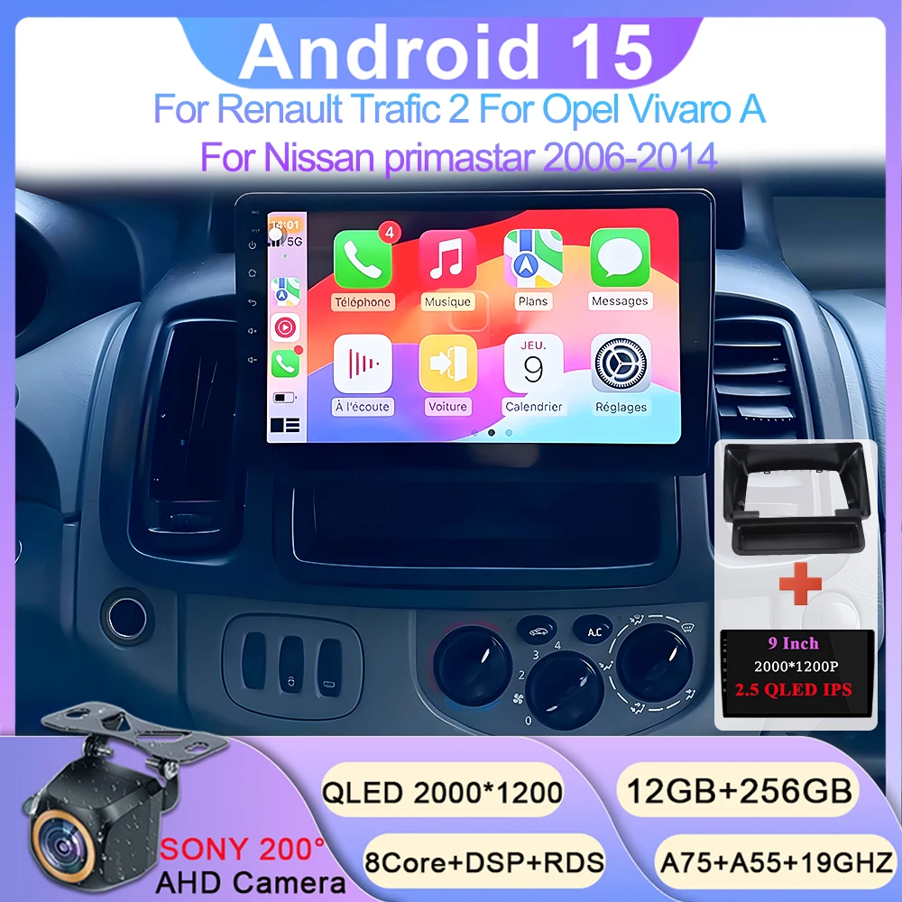 Auto Radio Für Renault Trafic 2 Für Opel Vivaro EINE Für Nissan primastar 2006-2014 Multimedia Video Player Android 14 navigation GPS Image