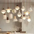 Lampadario moderno a sospensione Wabi Sabi in pietra naturale travertino Lampadario a soffitto per isola cucina Lampada travertino gialla chiaro