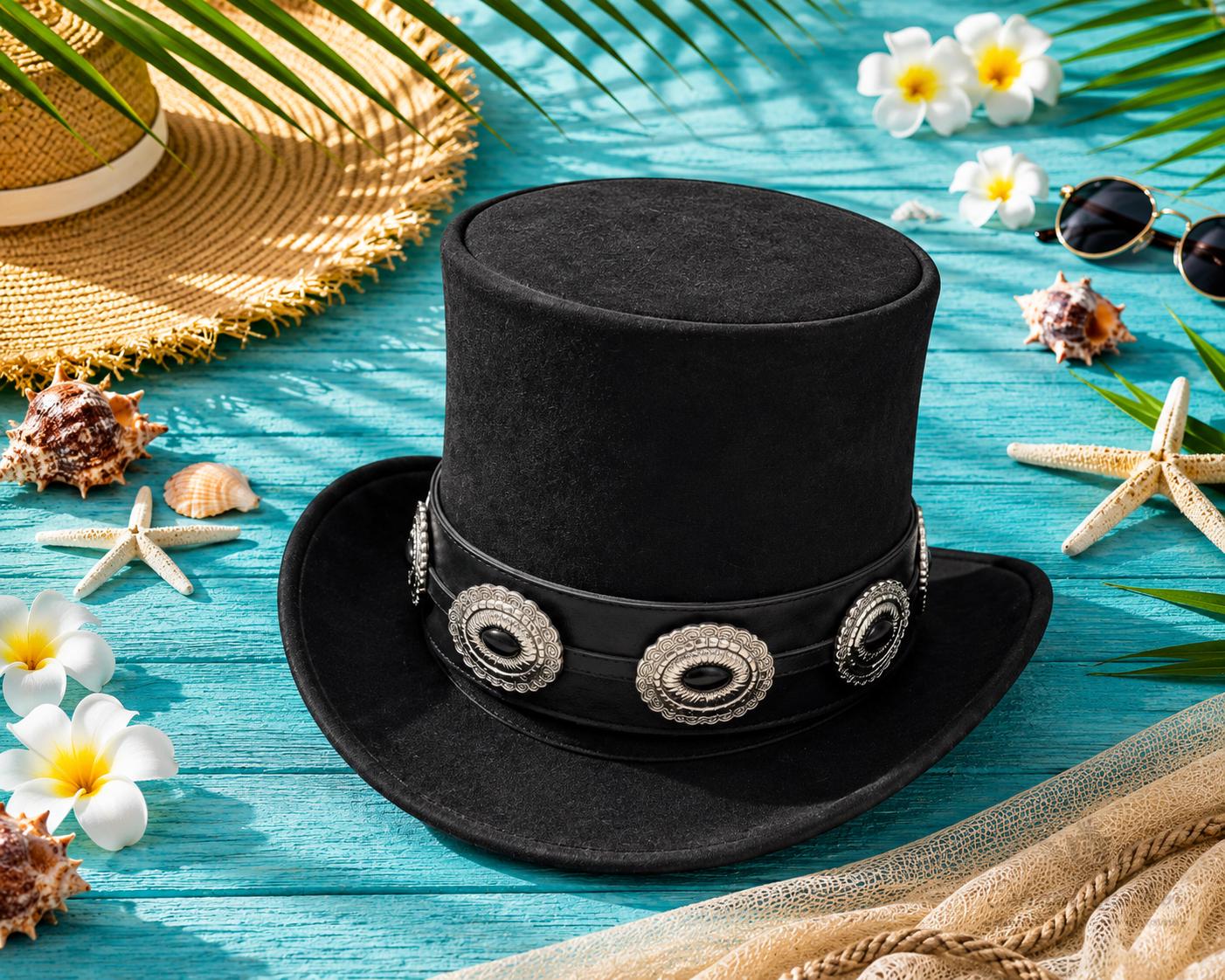 Cappello a cilindro nero, cappello steampunk, cappello a cilindro gotico, cappello vittoriano, cappello da Cappellaio Matto, cappello da costume