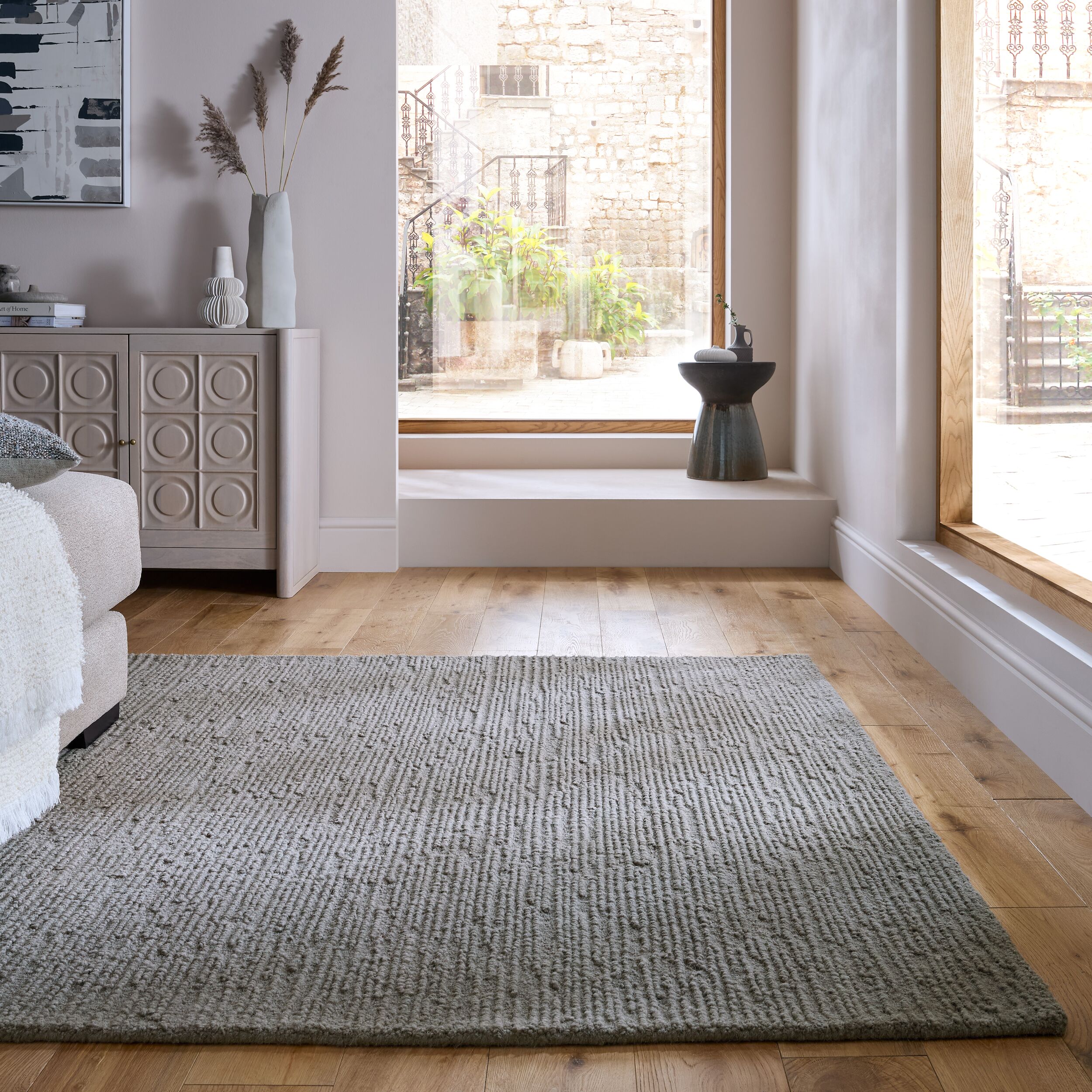 Wollteppich FLAIR RUGS "Harris Boucle", grau, B:200cm H:12mm L:290cm, Wolle, Teppiche, handgefertigt Image