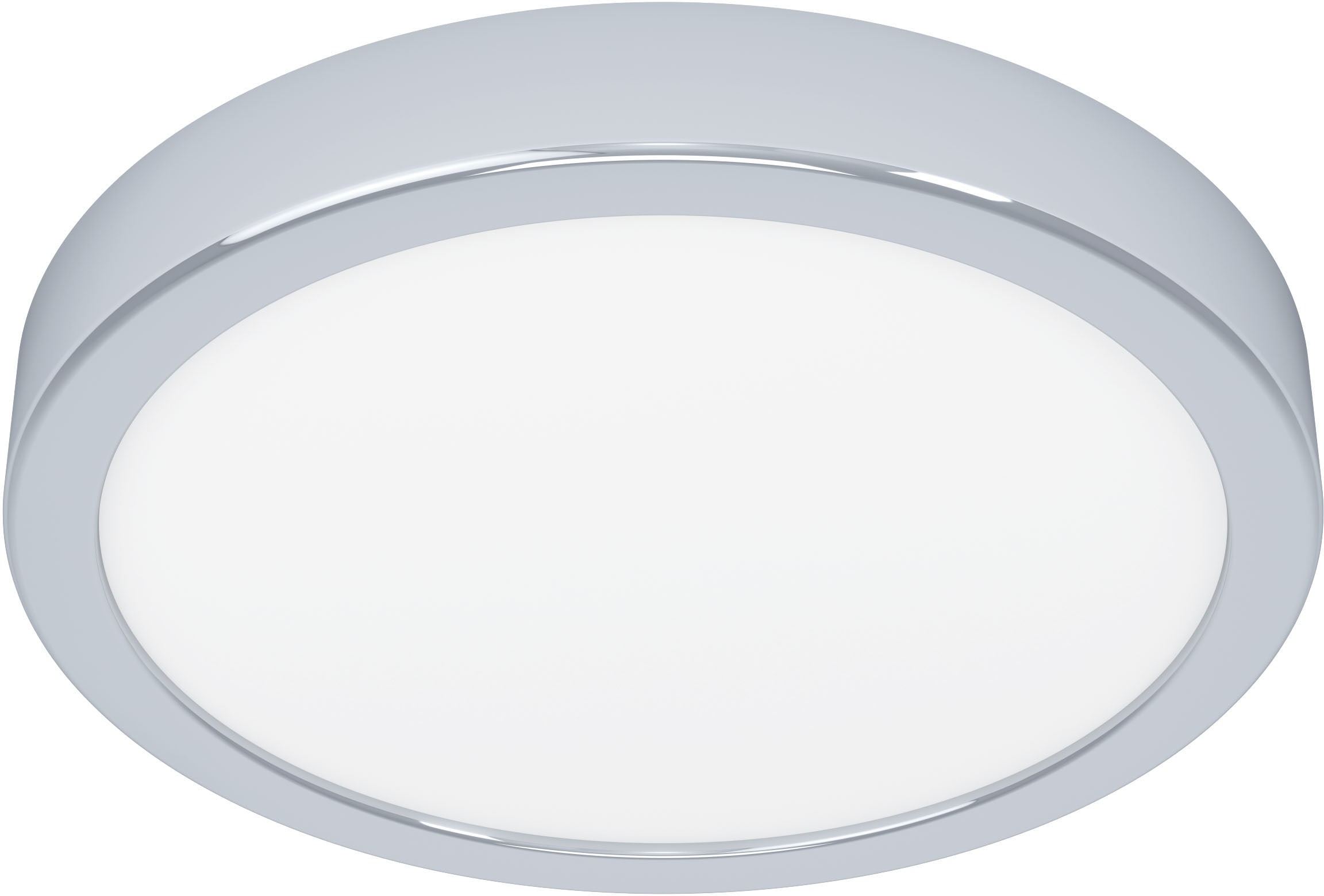 EGLO Deckenleuchte "FUEVA 5 Deckenlampe, geringe Aufbauhöhe, 17 Watt, Rund", grau (chromfarben), Ø 21 H: 2,8cm, 1 Stk., Leuchten, Aufbauleuchte, Badezimmer, Bad-Deckenlampe, modern, 28x2,1cm