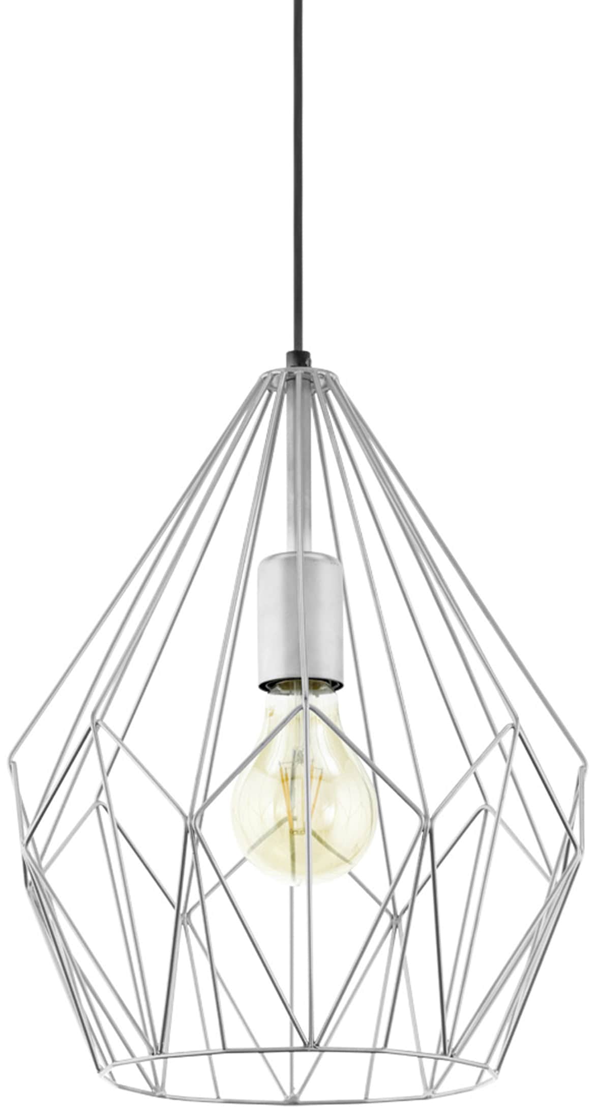EGLO Pendelleuchte "CARLTON", silber (silberfarben), 1, Ø 31cm, Leuchten, Vintage Pendellampe, 1 flammig, Drahtgeflecht, Industrial, 110x31cm Image