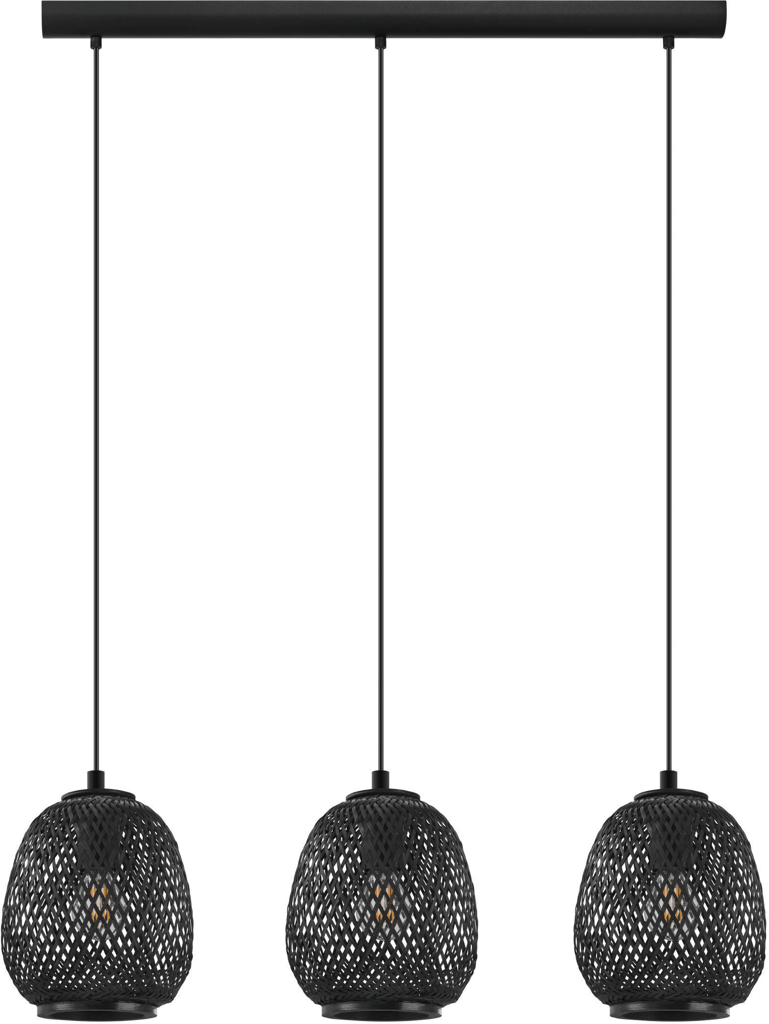 EGLO Hängeleuchte "Dembleby", schwarz, 3, Leuchten, Hängelampe Vintage, Natur, Hygge, Holzgeflecht, E27, Ø 20 cm Image