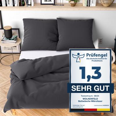 Bettwäsche WOLKENFELD "Allergiker Bettwäsche, unfassbar weich", grau (anthrazit), B/L: 220cm x 240cm, 2 St., Microfaser, B/L: 80cm x 80cm & 80cm x 80cm, Microfaser, Obermaterial: 100% Polyester, Bettwäsche, 135x200 cm, 155x220 & Übergrößen I inkl.... Image