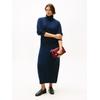 Strickkleid TOMMY HILFIGER CURVE "CRV SOFT WOOL CABLE ROLL-NK DRS", Damen, Gr. 48, N-Gr, blau (schwarz night navy), Strick, Obermaterial: 100% Wolle, unifarben, casual, Langarm, Kleider, in großen Größen, mit Zopfmuster, aus reiner Wolle