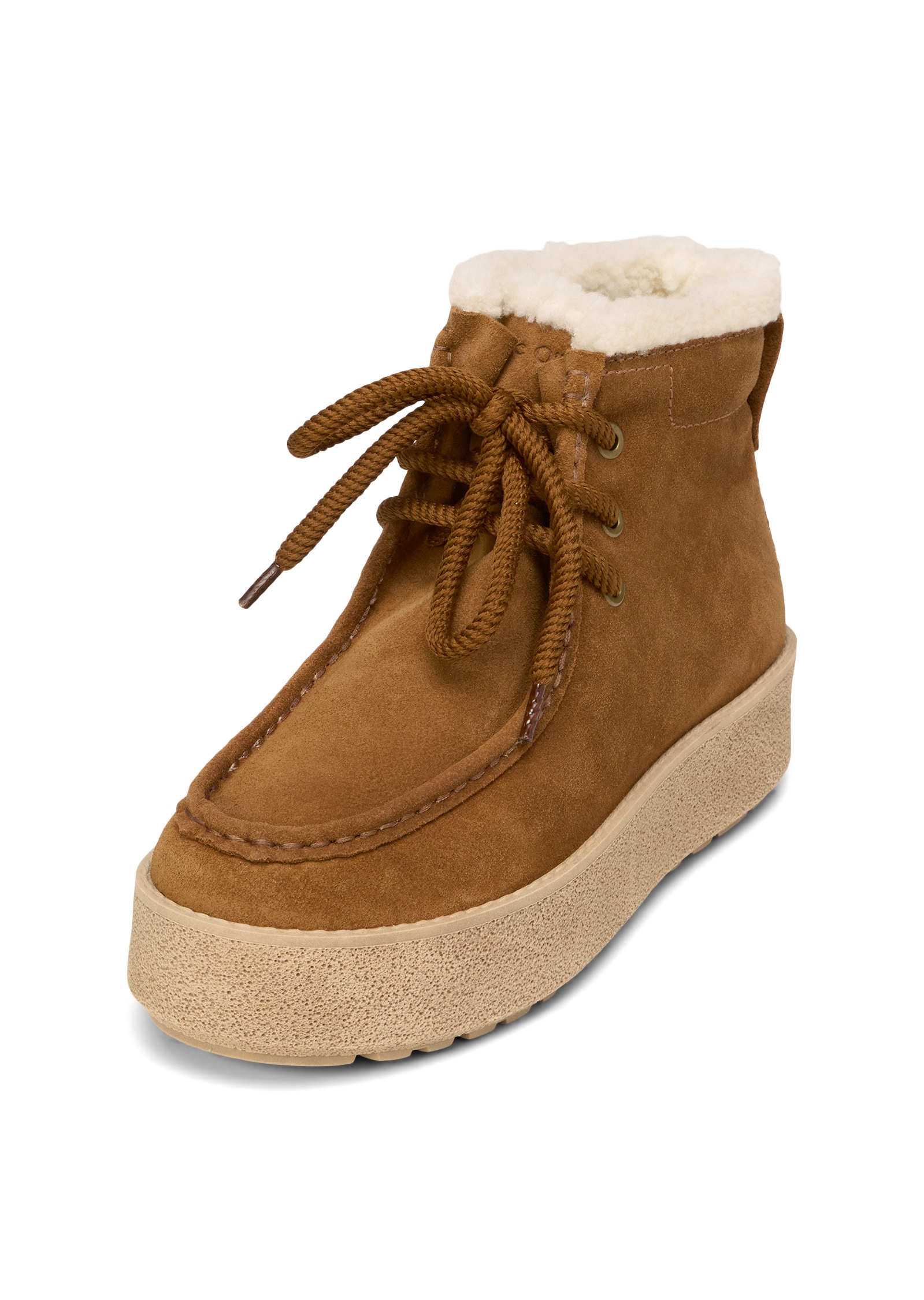 Stiefelette MARC O'POLO "mit flauschigem Warmfutter", Damen, Gr. 40, cognac, Obermaterial: 100% Leder (Rind), unifarben, Schuhe Stiefelette