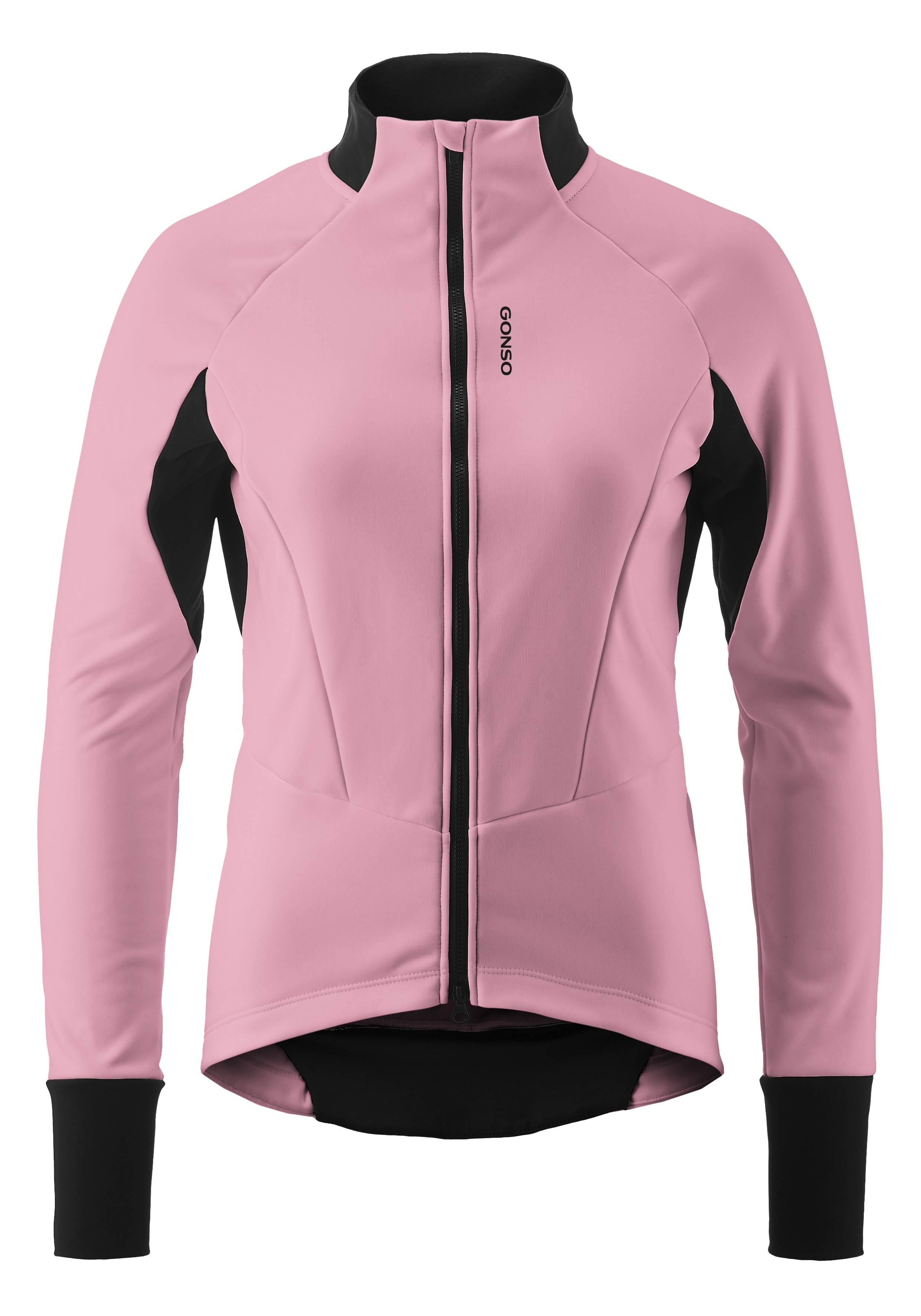 Fahrradjacke GONSO "ROAD JACKET SOFTSHELL 2 W", Damen, Gr. 36, babyrosa, 80% Polyester, 15% Polyamid, 5% Elasthan, Rundhals, Jacken, Damen Softshell-Jacke, atmungsaktive Radjacke, Tight Fit Image