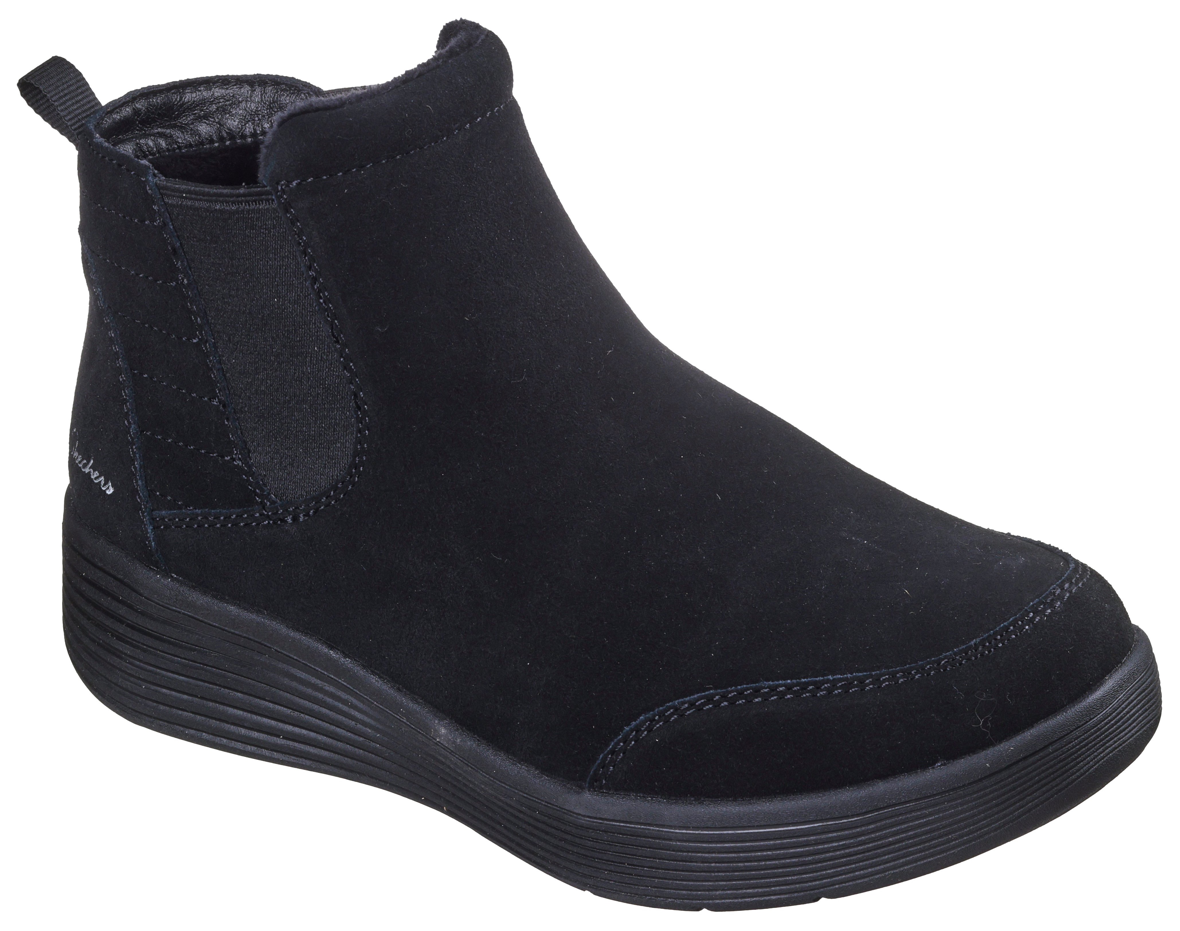 Chelseaboots SKECHERS "ARCH FIT LAGUNA", Damen, Gr. 35, schwarz, uni, Veloursleder, Schuhe Chelseaboots, Chelseaboots, Winterboots mit bequemen Relaxed Fit
