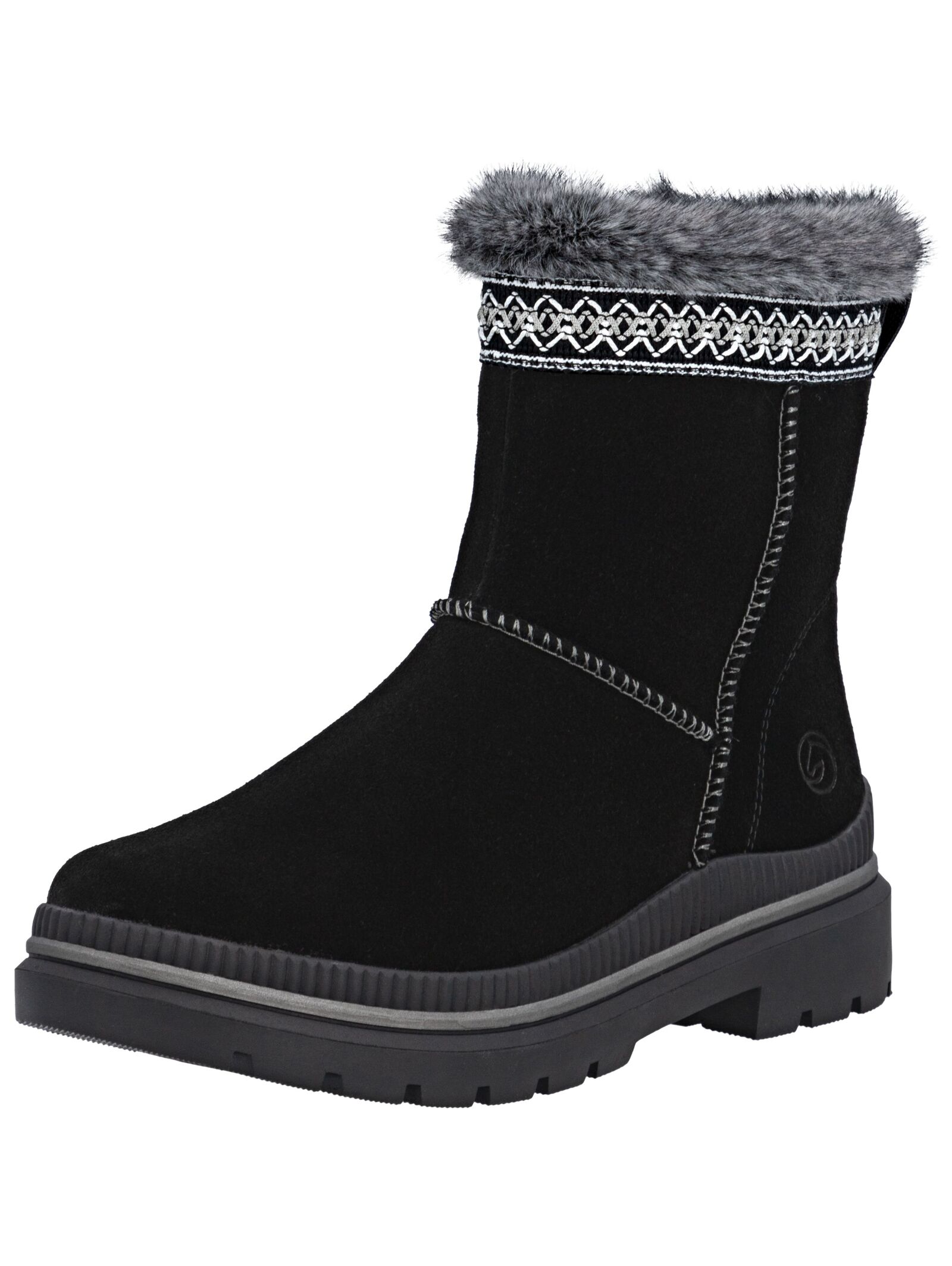 Stiefelette REMONTE "Remonte Stiefelette Veloursleder", Damen, Gr. 40, schwarz, grau, Veloursleder, Schuhe Stiefelette