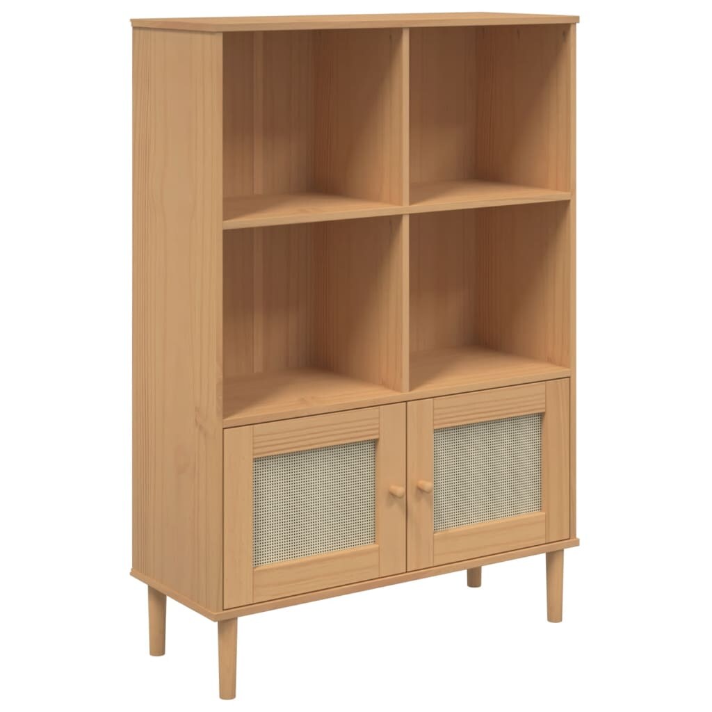vidaXL Bücherschrank SENJA Rattan-Look Braun 90x35x130 cm Kiefernholz Image
