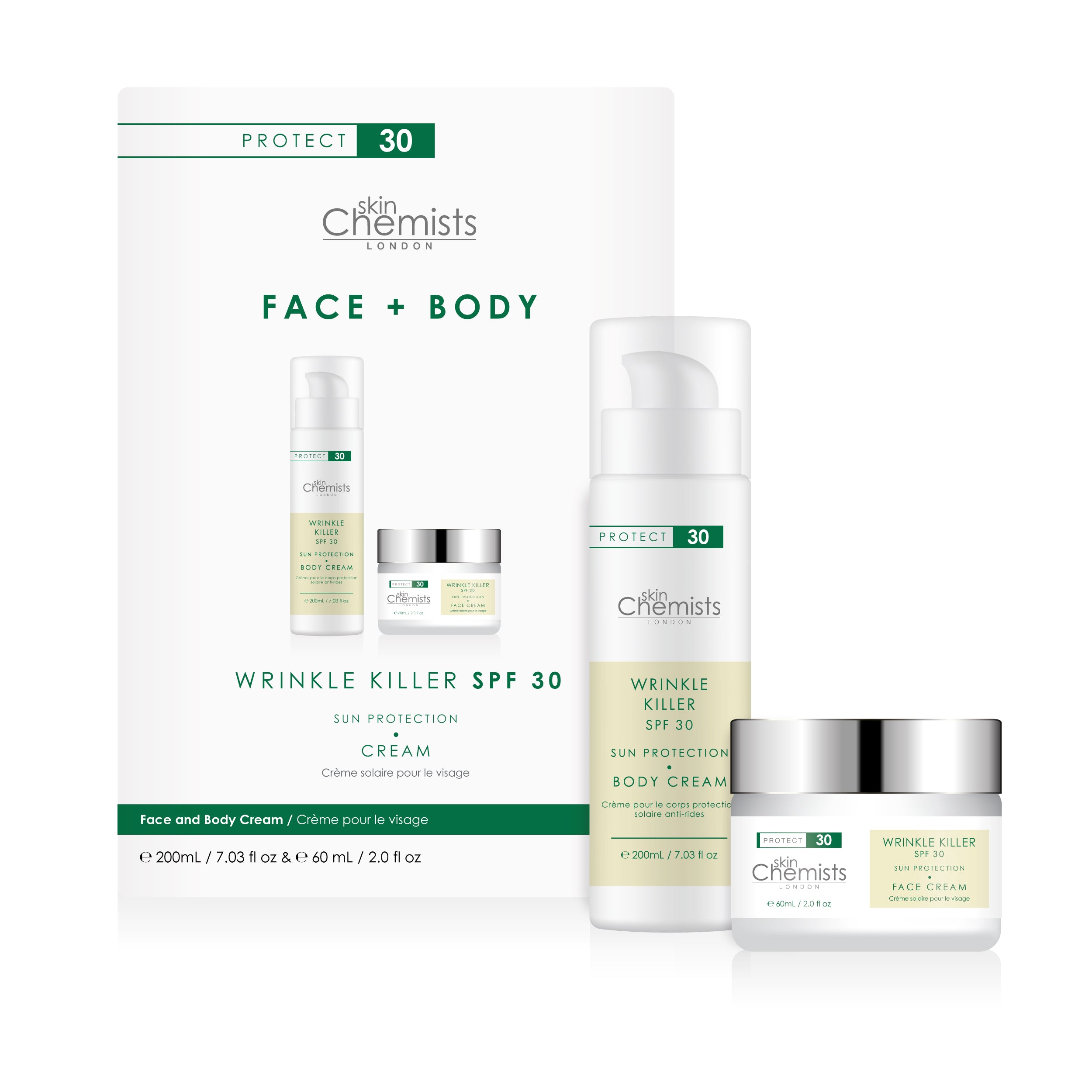 skinChemists Anti-Aging SPF 30 Körpercreme 200ml + SPF 30 Tagescreme 60ml Image