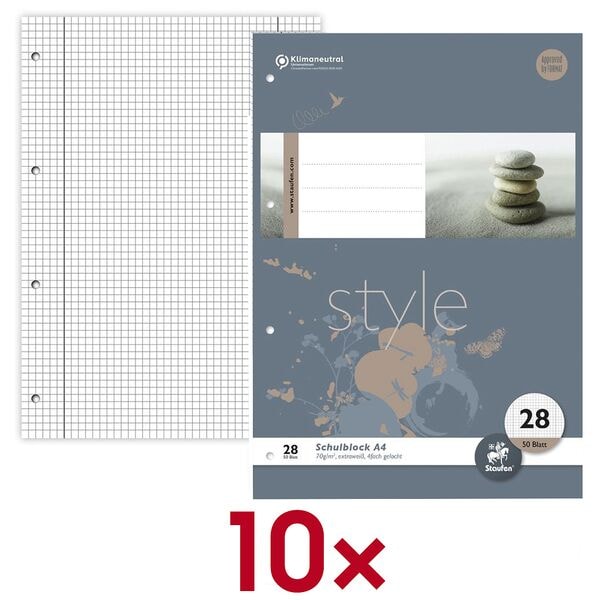Staufen 10x Briefblöcke »Style gelocht« kariert A4 50 Blatt grau Image
