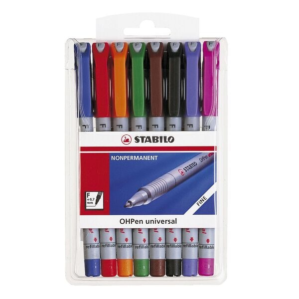 Stabilo Folienstifte-Set 0,7 mm (F) 8 Stück blau Image