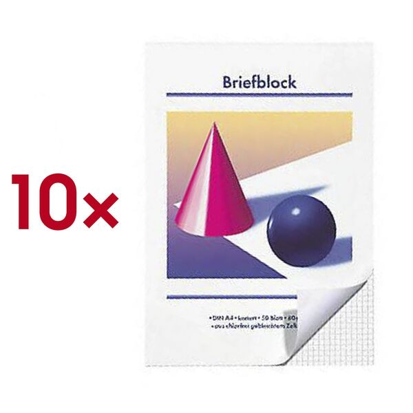 OTTO Office 10x Briefblöcke »Kugel und Kegel ungelocht« kariert A4 50 Blatt weiß Image