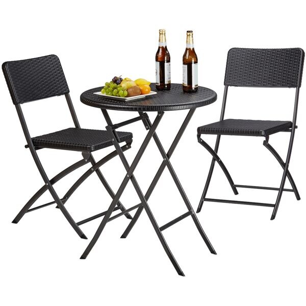 relaxdays 3-teiliges Gartenmöbel-Set »BASTIAN« schwarz