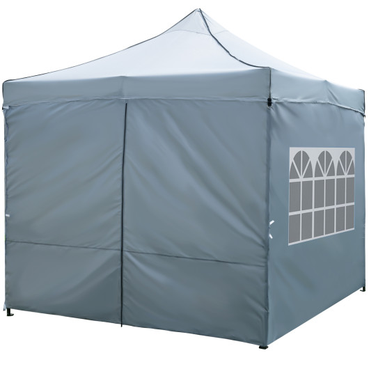 Costway 10 x 10 FT Pop up Canopy Tent with 4 Removable Sidewalls and Wheeled Bag-Gray