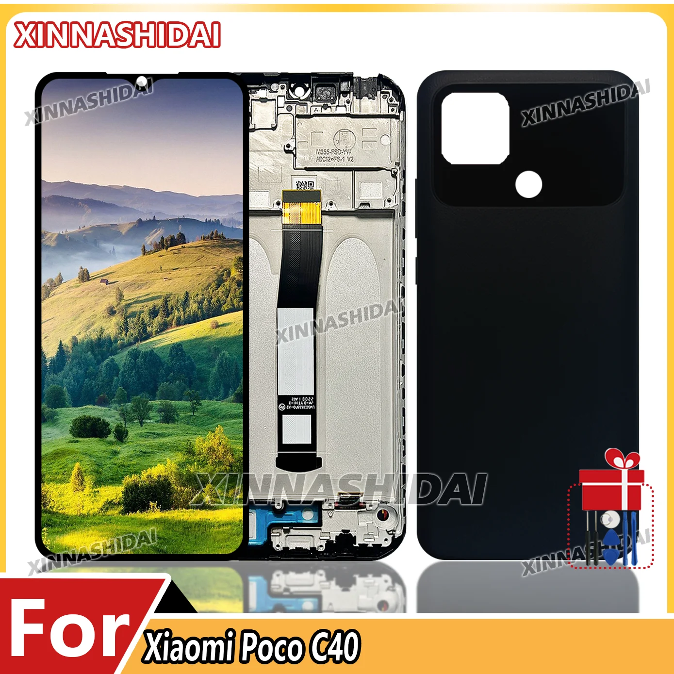 6.71 "Für Xiaomi Poco C40 LCD Display Touch Screen Rahmen und Batterie Abdeckung Für POCO C40 220333QPG LCD Digitizer montage Image