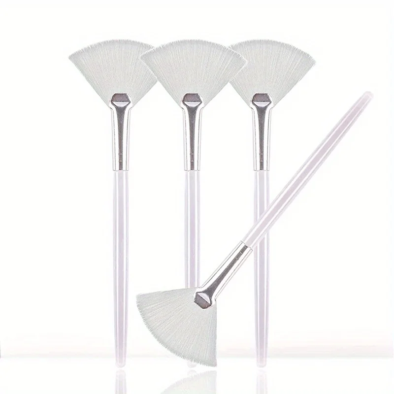 Lot de 4 pinceaux en éventail doux pour le soin du visage - Idéal pour les masques exfoliants et les soins de base de la peau du visage -