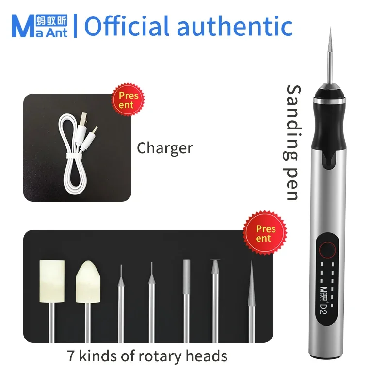 MaAnt D1 D2 Intelligent Charging Grinding Pen USB Grinder Engraving Pen for Phone CPU IC Polishing Lattice Cutting Tools