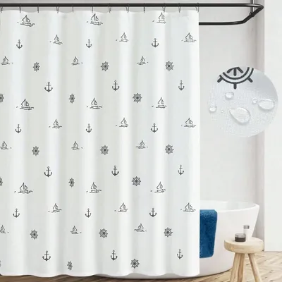 Shower Curtain Nautical For Bathroom Printed Fabric Shower Curtain Ocean Sailboat Simple Waterproof In Bath Shower Curtains Set