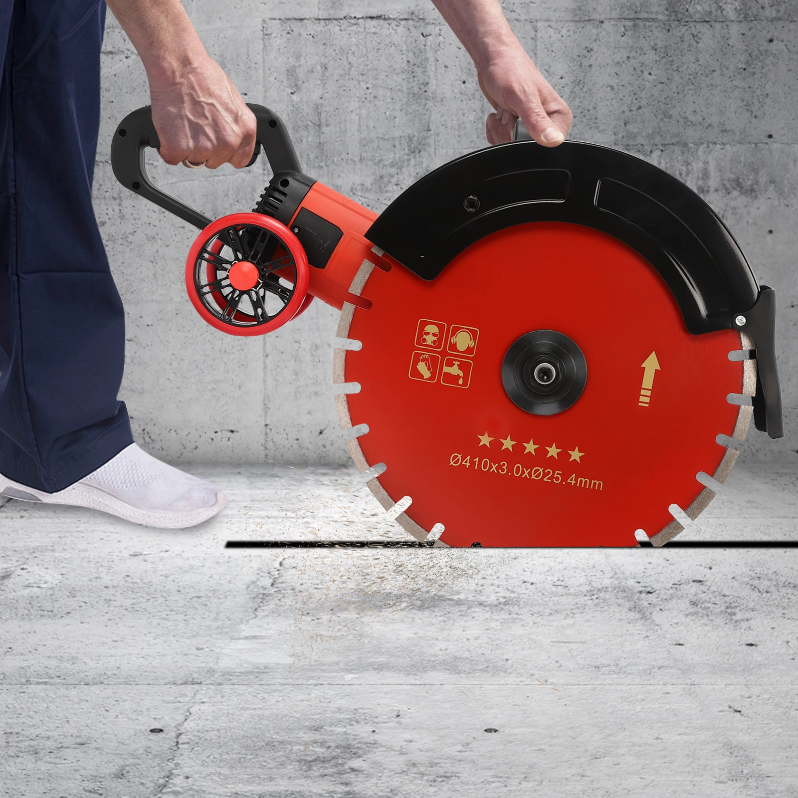 16-Zoll-4000-W-Elektro-Nutmaschine, Betonsäge, Ziegelschneider, Schlitzwerkzeug, 3000 U/min, Motor aus reinem Kupfer, 60 x 21 x 42 cm Image