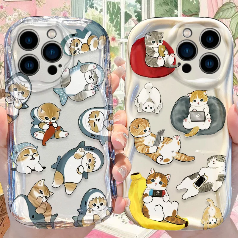 Mofusand Case for iPhone 16 E 15 Pro Max 14 13 12 Mini 11 Pro Max XS X 8 7 Plus Liquid Soft Silicone Shockproof Covers Funda