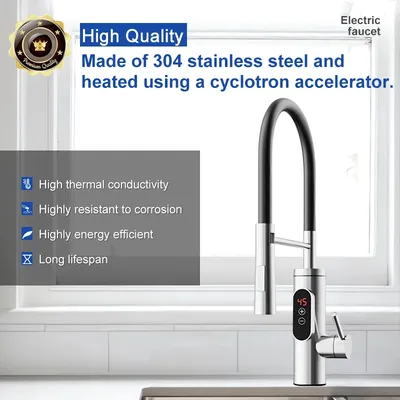 Electric Water Heater 220V Kitchen Faucet Tankless Instant Heating Water Tap Flowing Heated Mixer Digital Display For Under Sink