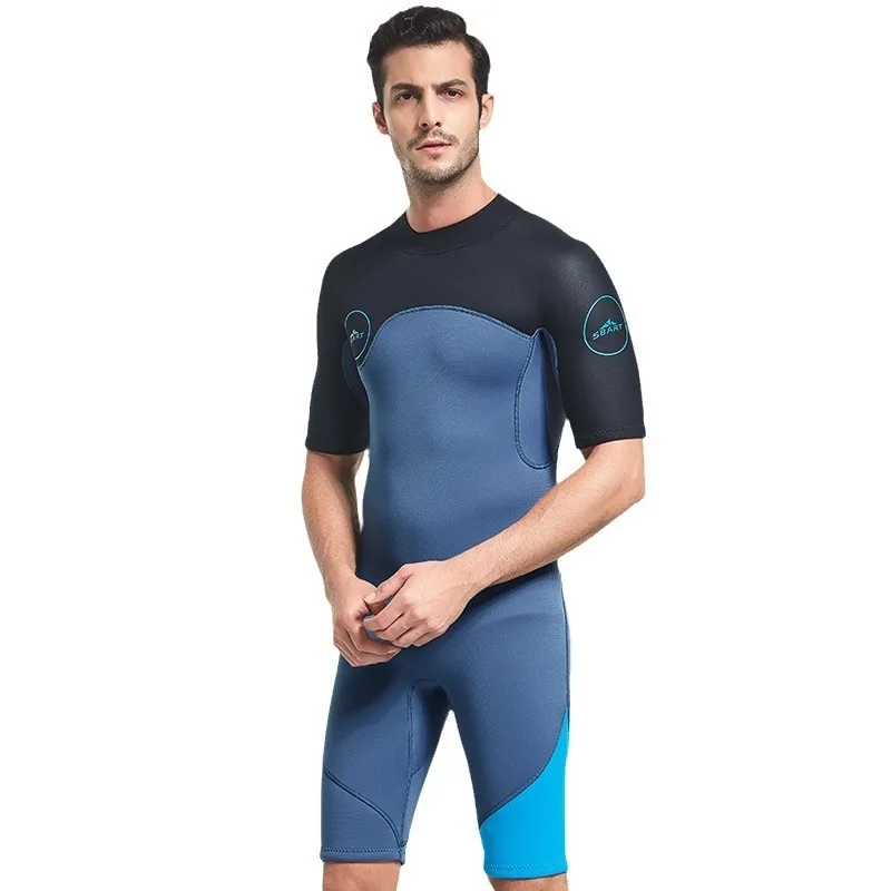 2mm Short Sleeve Swimsuit Men's Sun Protection Thermal Surfing Suit Deep Thickened Snorkeling Swimsuit Wetsuit Diving Suit